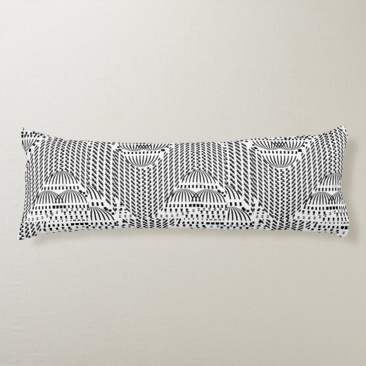アクセント ブラックアンドホワイト ウェーブ ボディピロー (正面)