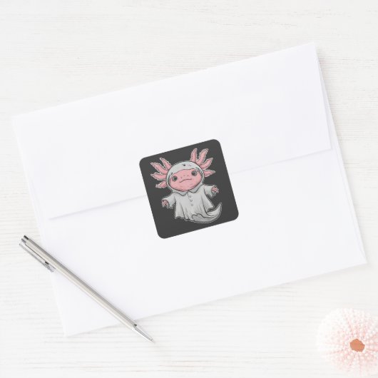 アクソおもしろいル不気味トール両生類ハロウィーン幽霊 スクエアシール (封筒)