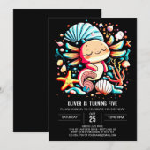 アクソロテお洒落ル水カラー誕生祝い 招待状 (正面/裏面)