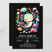 アクソロテエレガントル水カラー誕生祝い 招待状 (正面/裏面)