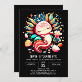 アクソロテカスタムル水カラー誕生日 招待状 (正面/裏面)