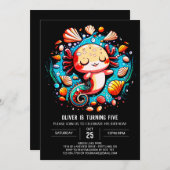 アクソロテカラフルルボホ誕生日 招待状 (正面/裏面)