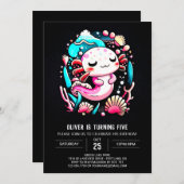 アクソロテカラフルル水カラー誕生祝い 招待状 (正面/裏面)