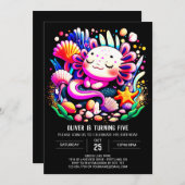 アクソロテモダンルデジタル誕生祝い 招待状 (正面/裏面)