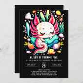 アクソロテモダンル子供の誕生日 招待状 (正面/裏面)