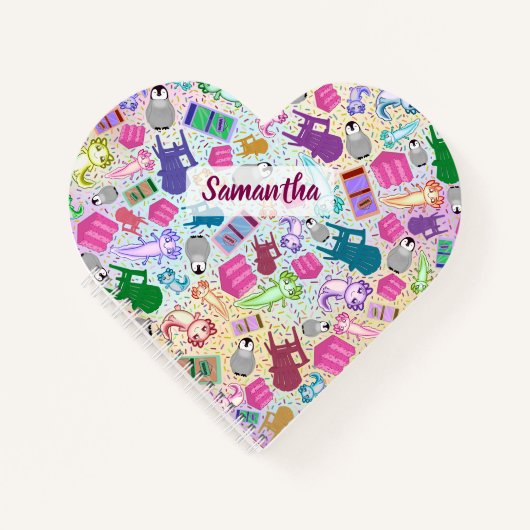 アクソロテルピンク階段カスタムハートスパイラルノートブック ノートブック (正面)