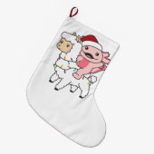 アクソロテルラマアルパカクリスマス冬季動物 ラージクリスマスストッキング (正面 (吊り時))