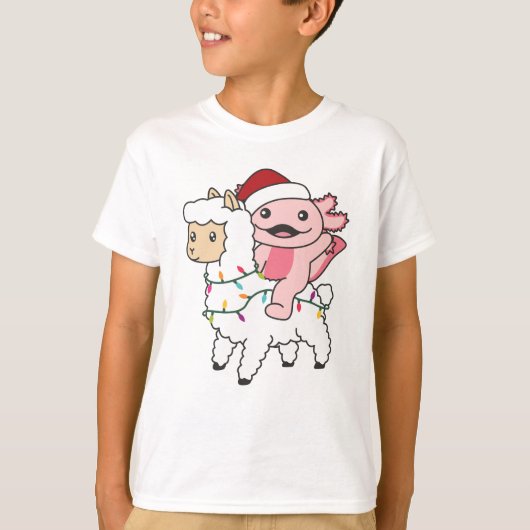 アクソロテルラマアルパカクリスマス冬季動物 Tシャツ (正面)