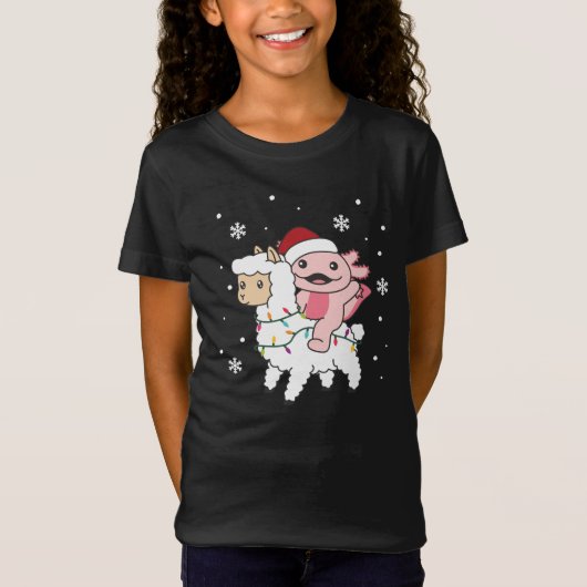 アクソロテルラマアルパカクリスマス冬季動物 Tシャツ (正面)