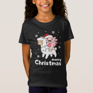 アクソロテルラマアルパカメリークリスマス動物 Tシャツ