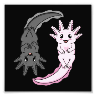 アクソロテル陰陽かわいい動物アクソロトルズラバーオーナー フォトプリント