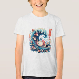 アクソロテ日本のルアーおもしろいトAxolotlギフト男性へW トライブレンドTシャツ