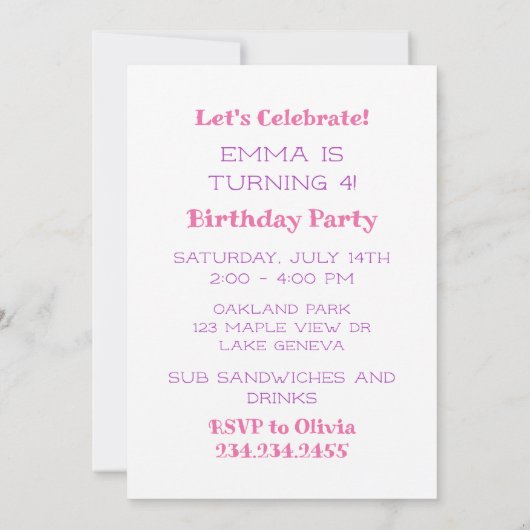 アクソロテ祝ル女子誕生日会へ 招待状 (裏面)