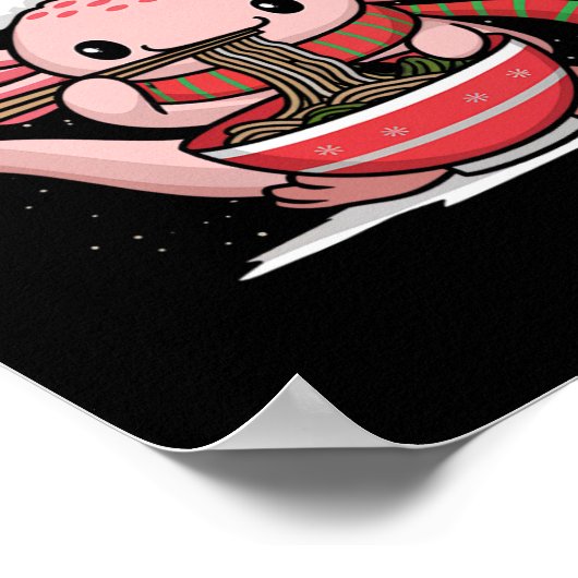 アクソロテ食べルのラーメンクリスマスパジャマ動物ジャパン ポスター (角)