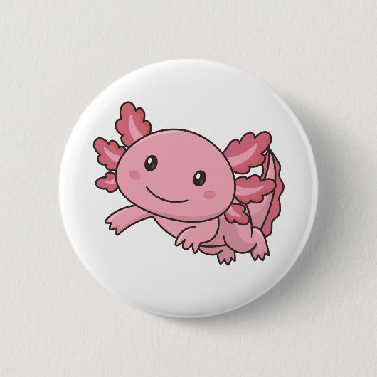 アクソロトルかわいい動物かわいいおもしろいアニメAxolotl Bu 缶バッジ (正面)