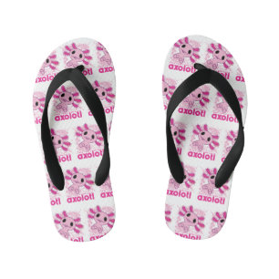 アクソロトルが大好きな女の子だけのピンク キッズビーチサンダル