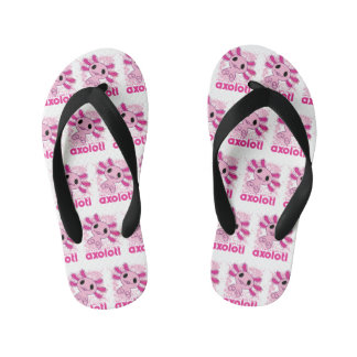 アクソロトルが大好きな女の子だけのピンク キッズビーチサンダル