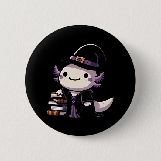 アクソロトルウィッチ – かわいいハロウィーン 缶バッジ (正面)