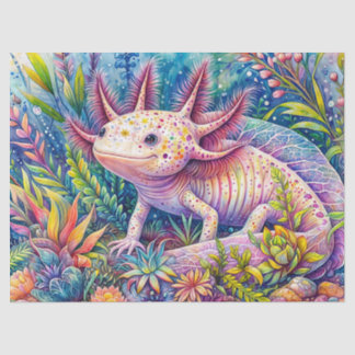 アクソロトルウォーター鮮やかカラーボタニカルアート 薄葉紙