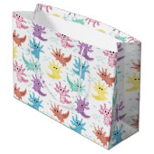 アクソロトルキッズかわいいサラマンダーパターン ラージペーパーバッグ (裏面アングル)