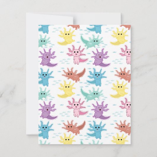 アクソロトルキッズキュートサラマンダーキッズガール ノートカード (裏面)