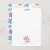 アクソロトルキッズキュートサラマンダーキッズガール ノートカード (正面/裏面)