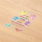 アクソロトルキッズキュートサラマンダーバースデーパーティー アクリル招待状 (レイダウン)