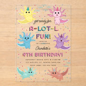 アクソロトルキッズキュートサラマンダーバースデーパーティー アクリル招待状 (正面)