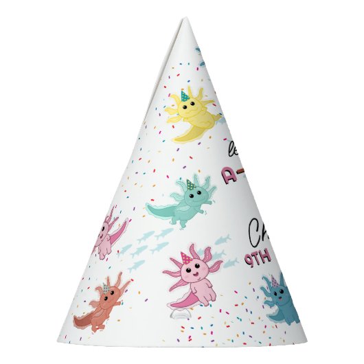 アクソロトルキッズキュートサラマンダーバースデーパーティー パーティーハット (左)