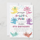 アクソロトルキッズキュートサラマンダーバースデーパーティー 招待状 (正面)