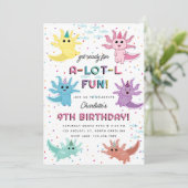 アクソロトルキッズキュートサラマンダーバースデーパーティー 招待状 (スタンド正面)