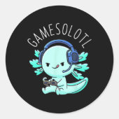 アクソロトルゲーマーアニメギフトかわいい少年少女 ラウンドシール (正面)