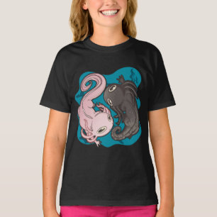 アクソロトルズ陰陽かわいい Tシャツ