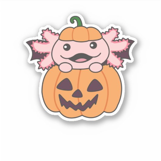 アクソロトルハロウィーンパンプキンこうもりの衣装 シール (正面)