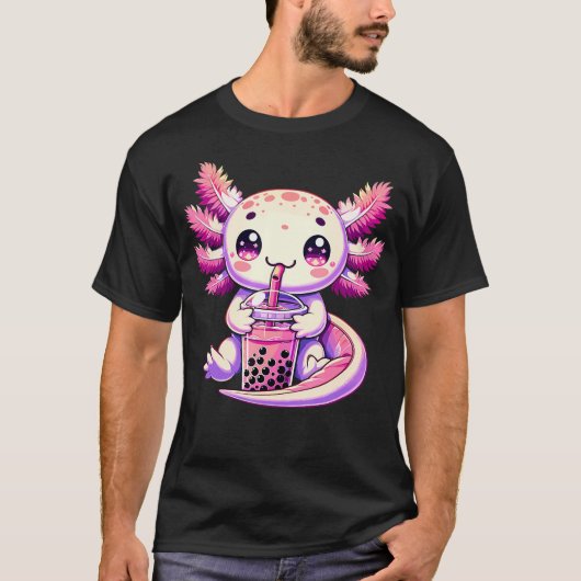アクソロトルバブルボバティーアニメかわいいかわいいアクソロトル Tシャツ (正面)