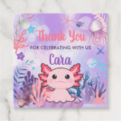 アクソロトルバースデーパーティースクエアメッセージカード フェイバータグ (正面)