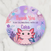 アクソロトルバースデーパーティーラウンドメッセージカード フェイバータグ (正面)