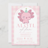 アクソロトルピンクガールかわいいかわいい水中パーティー 招待状 (正面)