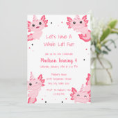 アクソロトルピンクガールアロトルおもしろい誕生日パーティー 招待状 (スタンド正面)