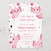 アクソロトルピンクガールアロトルおもしろい誕生日パーティー 招待状 (正面/裏面)