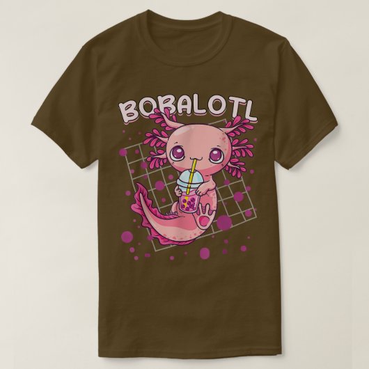 アクソロトルボバティーバブルティーかわいいアニメ日本の Tシャツ (デザイン正面)