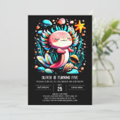 アクソロトルマジカルウォーターカラー誕生日 招待状 (スタンド正面)