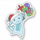 アクソロトルメリークリスマスウィンターアニマルアクソロトルスティ シール (正面)