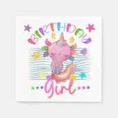 アクソロトルユニコーン誕生日ガールパーティーカラフルテーマ スタンダードカクテルナプキン (正面)