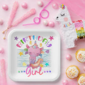 アクソロトルユニコーン誕生日ガールパーティーカラフルテーマ ペーパープレート (パーティー)