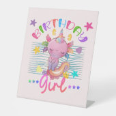 アクソロトルユニコーン誕生日ガールパーティーカラフルテーマ 台座サイン (正面)