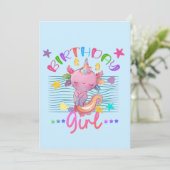 アクソロトルユニコーン誕生日ガールパーティーカラフルテーマ 招待状 (スタンド正面)