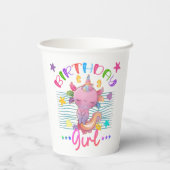 アクソロトルユニコーン誕生日ガールパーティーカラフルテーマ 紙コップ (裏面)