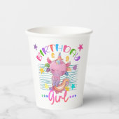 アクソロトルユニコーン誕生日ガールパーティーカラフルテーマ 紙コップ (正面)
