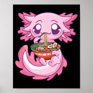 アクソロトルラーメンかわいい日本のアニメ麺ギフトギ ポスター